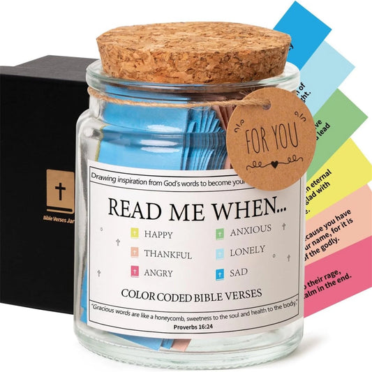 Bible Verse Jar,Bible Verse Jar Read Me When,Read Me When Bible Verses Jar for Emotions and Feelings,Prayer Jar, Hope Jar, Bible Accessories,Bible Supplies,Scripture Jar Gifts for Women