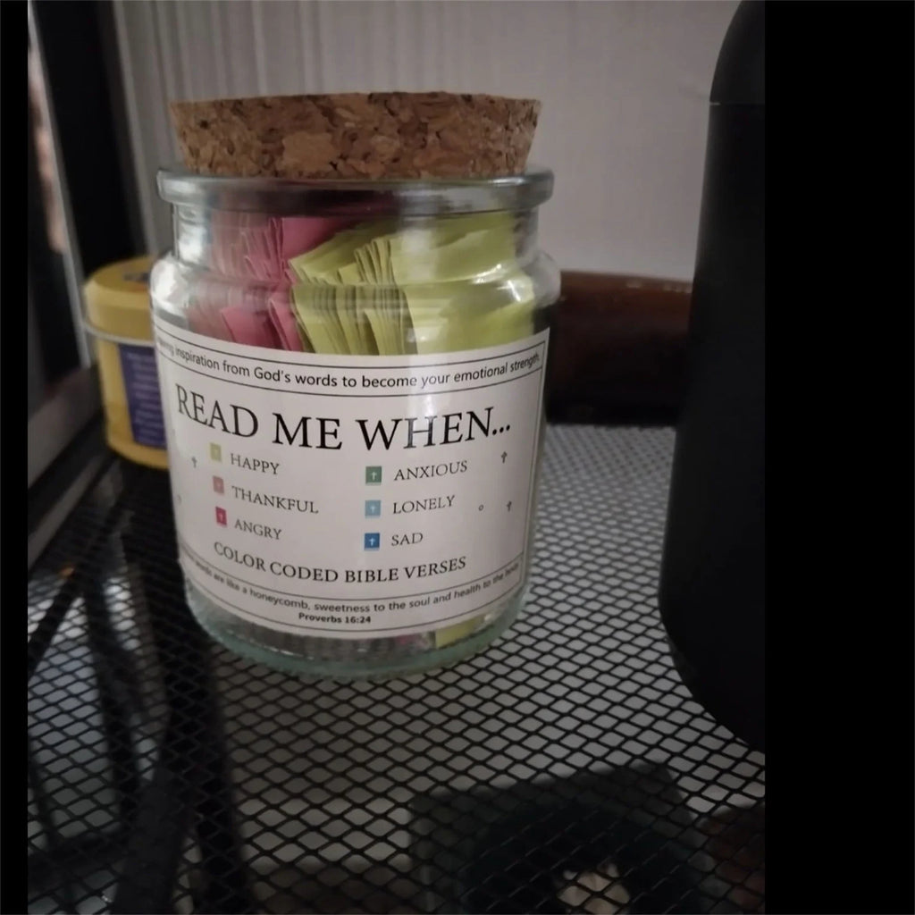 Bible Verse Jar,Bible Verse Jar Read Me When,Read Me When Bible Verses Jar for Emotions and Feelings,Prayer Jar, Hope Jar, Bible Accessories,Bible Supplies,Scripture Jar Gifts for Women
