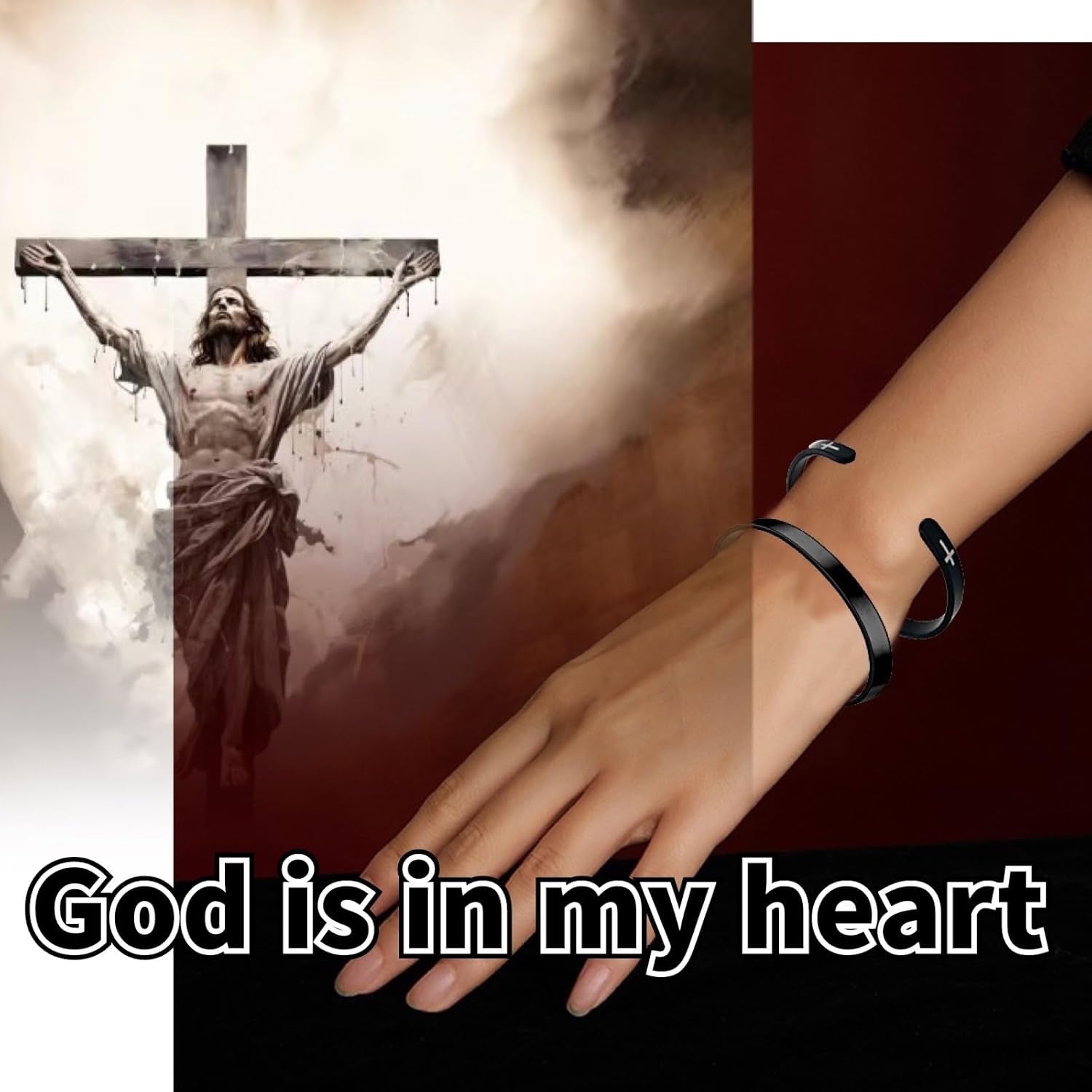 Religious Prayer Bracelet Christian Cross Cuff Baptism Faith Biblical Scripture Inspired Cuff Jewelry