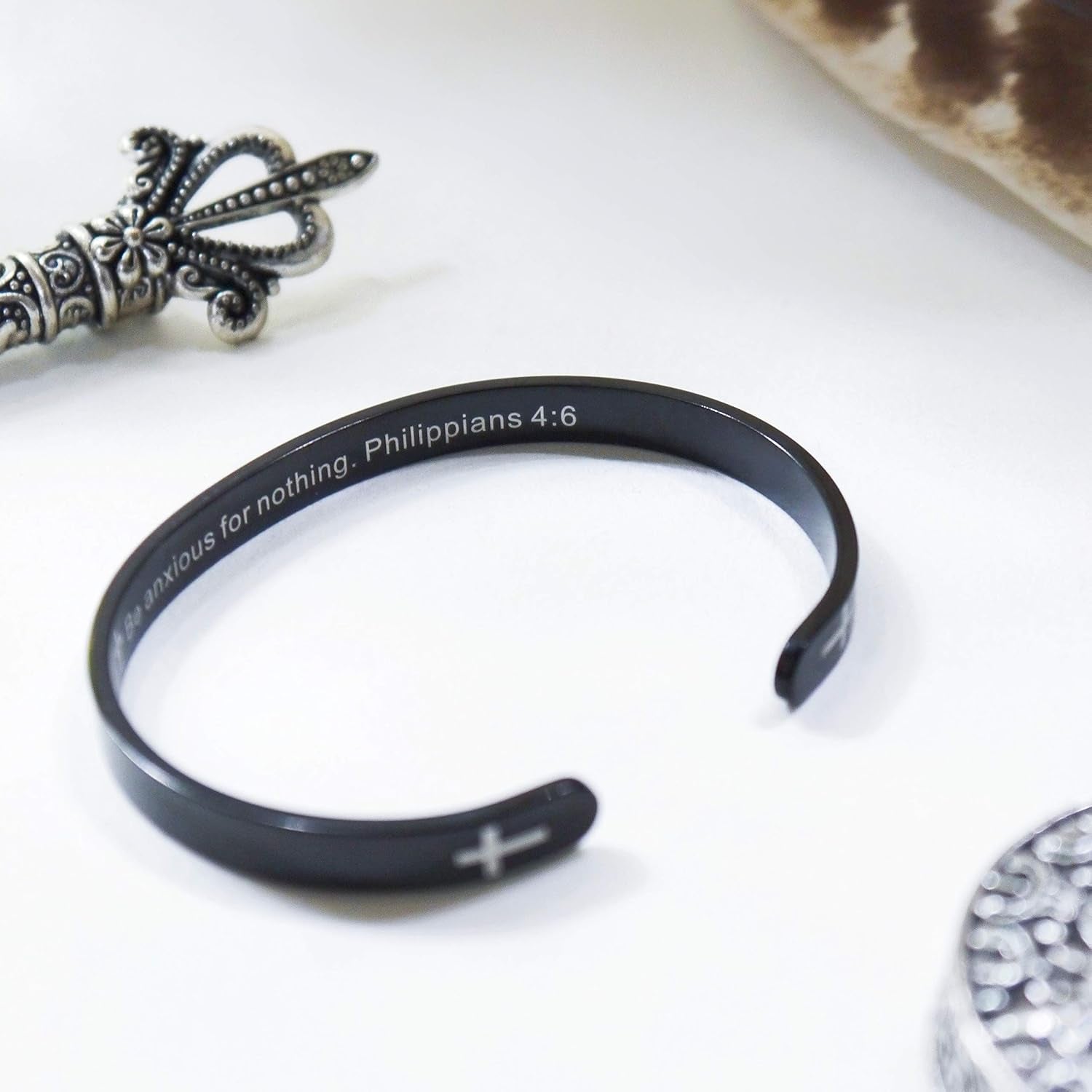 Religious Prayer Bracelet Christian Cross Cuff Baptism Faith Biblical Scripture Inspired Cuff Jewelry